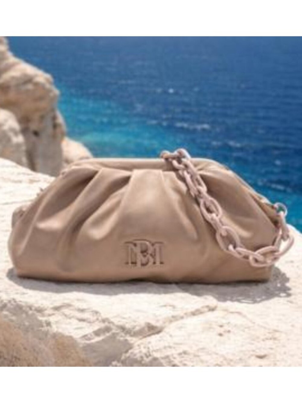 Badgley Mischka BM-4080 Taupe Wrapped Frame Clutch One Size NWT